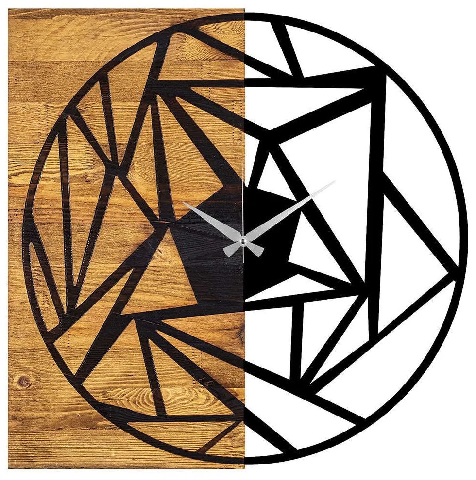 Ρολόι Τοίχου 539TNL1136 60x3x58cm Walnut-Black Wallity Metal,Wood