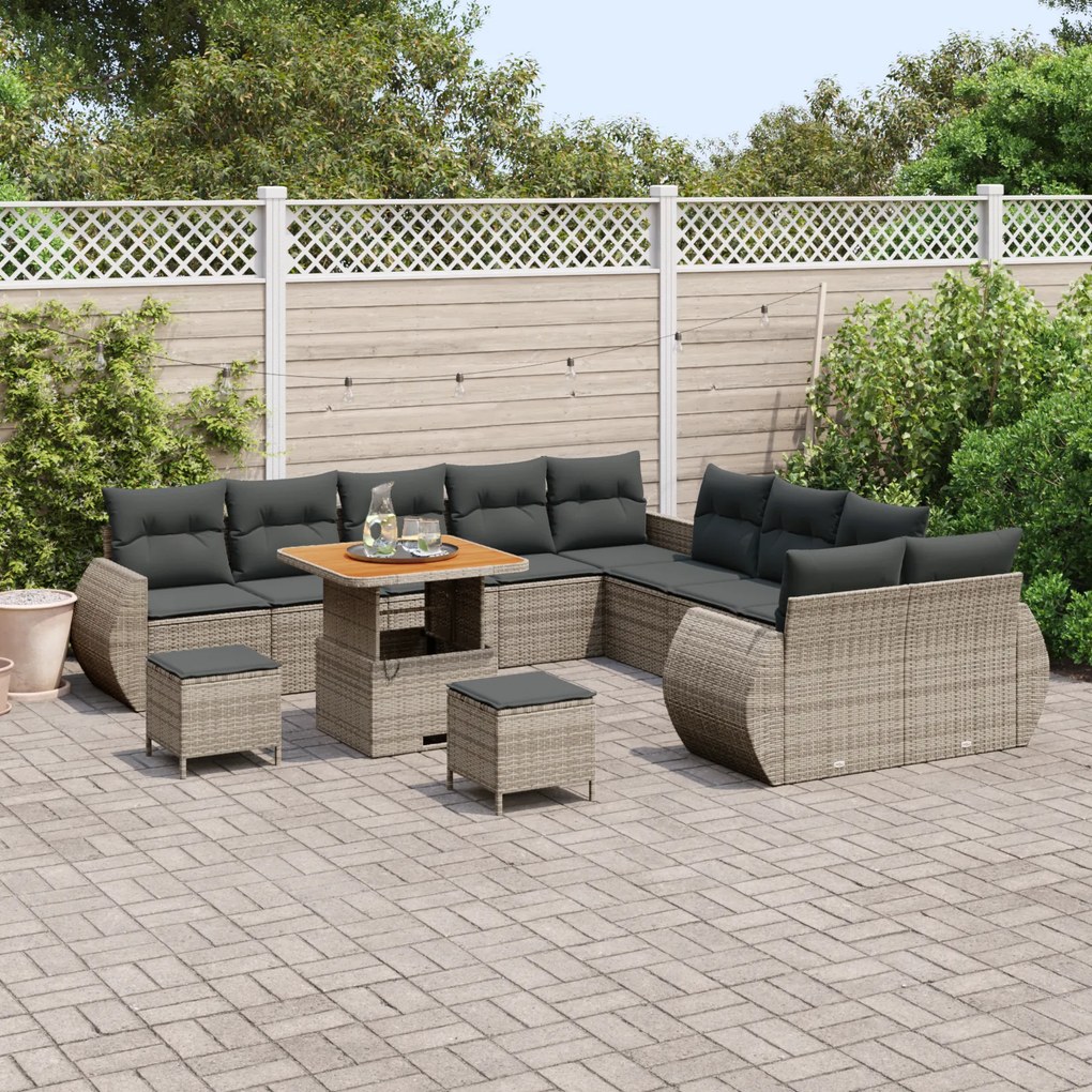 vidaXL Σετ Καναπέ Κήπου με μαξιλάρι 13 pcs Γκρι 80 x 80 x 71 cm