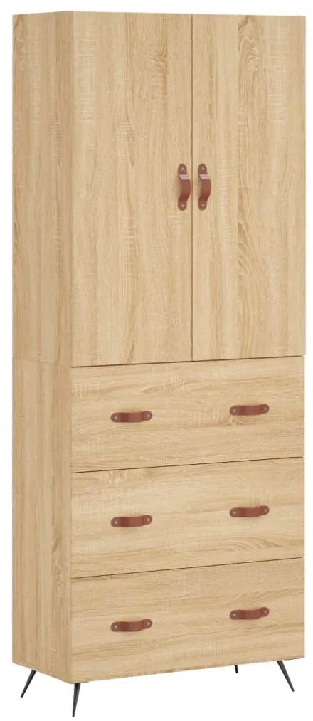 vidaXL Ντουλάπι Sonoma δρυς 69,5 x 34 x 180 εκ. από Επεξεργασμένο Ξύλο