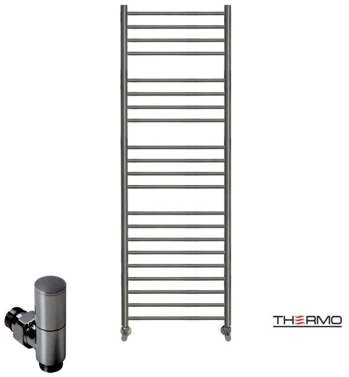 Thermo BELLAVIA Θερμαινόμενη πετσετοκρεμάστρα από ανοξείδωτο χάλυβα με υδραυλική λειτουργία 150x50cm Black Brushed PVD
