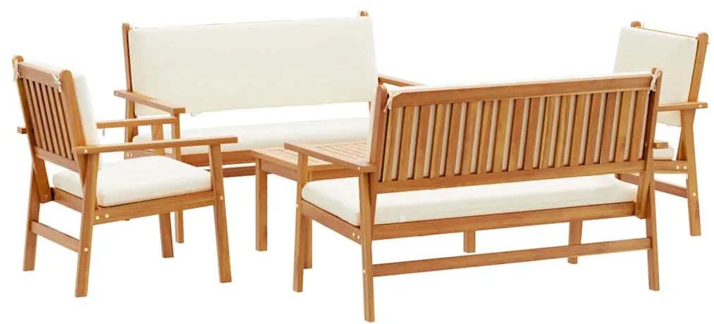 vidaXL Σετ Καναπέ Κήπου 5 pcs Καφέ 75 x 45 x 38 εκ. Μασίφ ξύλο ακακίας