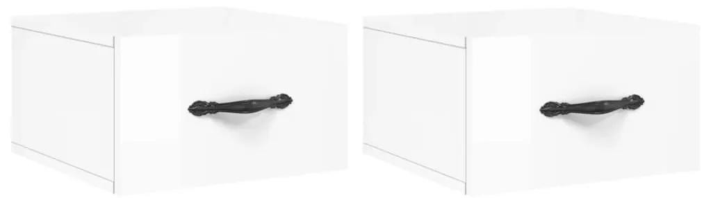 Κομοδίνα Επιτοίχια 2 τεμ. Γυαλιστερό Λευκό 35 x 35 x 20 εκ. - Λευκό