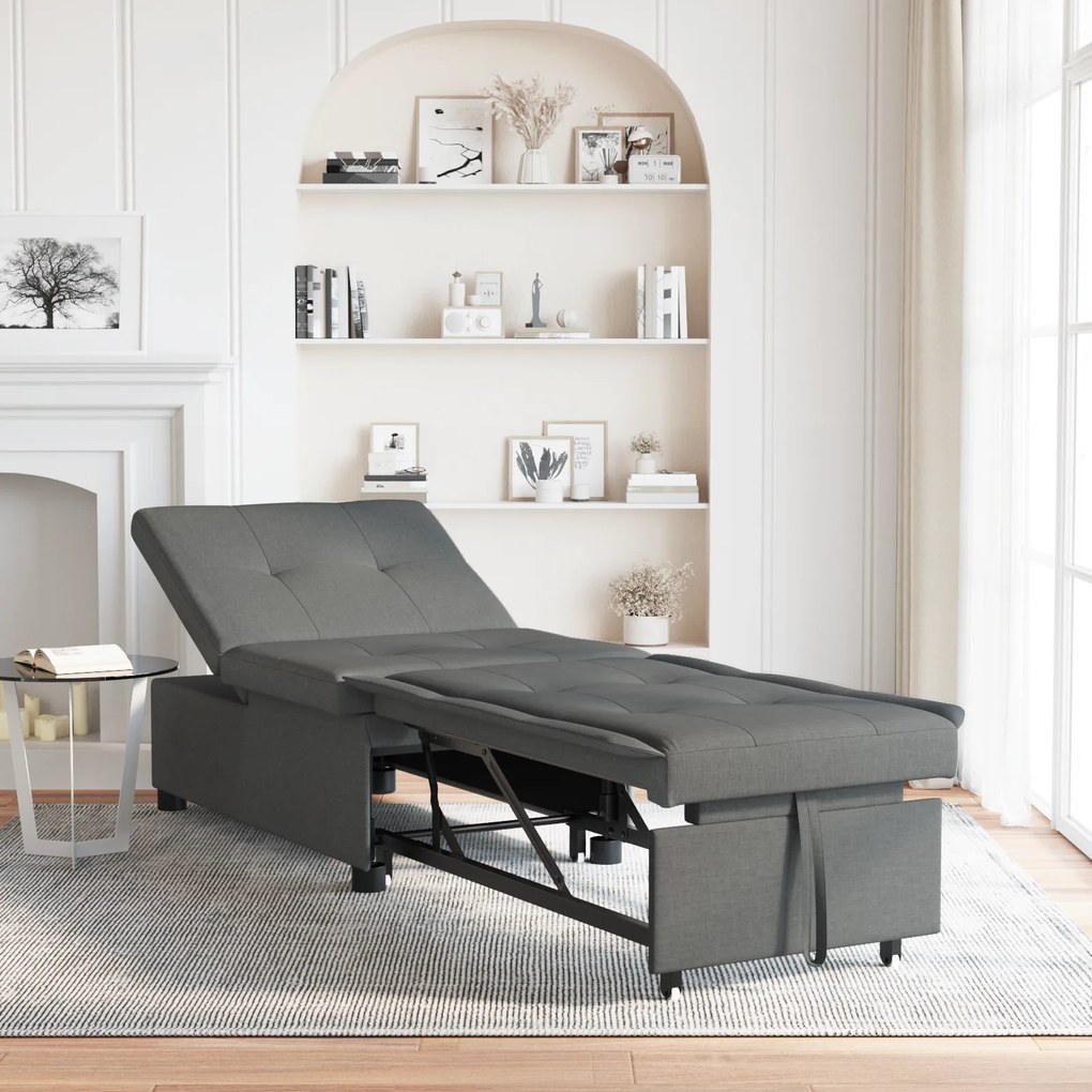 vidaXL Καναπές κρεβάτι 3 σε 1  - Σχεδιασμός pull-out, σκούρο γκρι ύφασμα