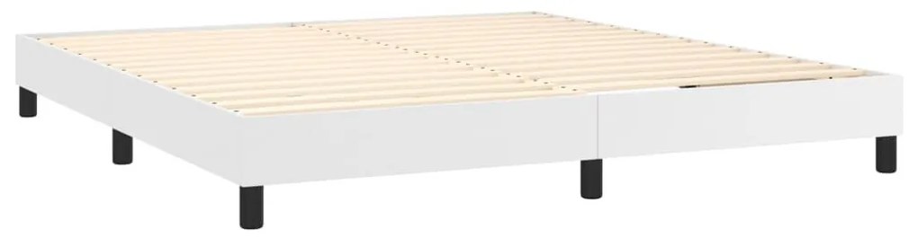 Κρεβάτι Boxspring με Στρώμα Λευκό 180x200 εκ. Συνθετικό Δέρμα - Λευκό