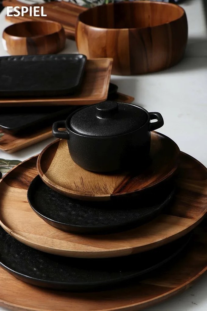 LAVA ΚΑΤΣΑΡΟΛΑΚΙ STONEWARE ΜΑΥΡΟ 13.5χ10χ6ΕΚ. ΣΕΤ 4τμχ - Espiel