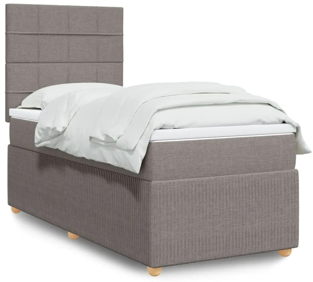 vidaXL Κρεβάτι Boxspring με Στρώμα Taupe 100 x 200 εκ. Υφασμάτινο