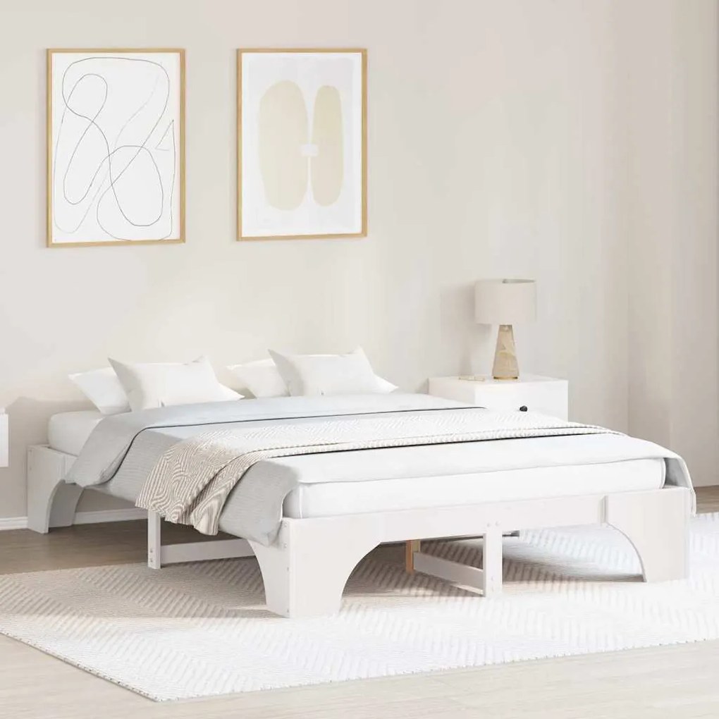 vidaXL Κρεβάτι Λευκό 140x200 cm Μασίφ Ξύλο Πεύκου