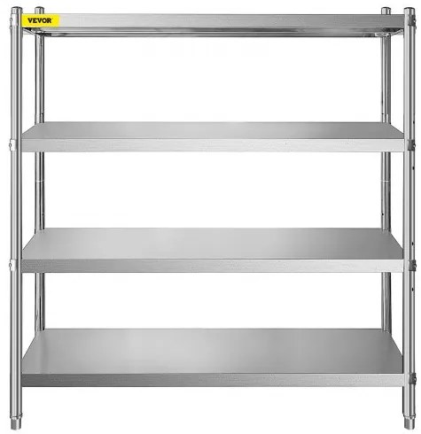 VEVOR Storage Shelf, 4-Tier Stainless Steel Shelving, Storage Shelving Unit, 70.9 x 17.7 x 59.1 Inch Heavy Duty Storage Rack Shelving, 1320 Lbs Total Capacity with Adjustable Height