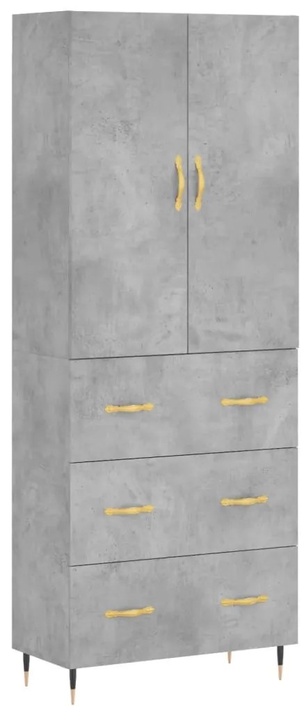 vidaXL Ντουλάπι Γκρι Σκυροδέματος 69,5x34x180 εκ. Επεξεργασμένο Ξύλο