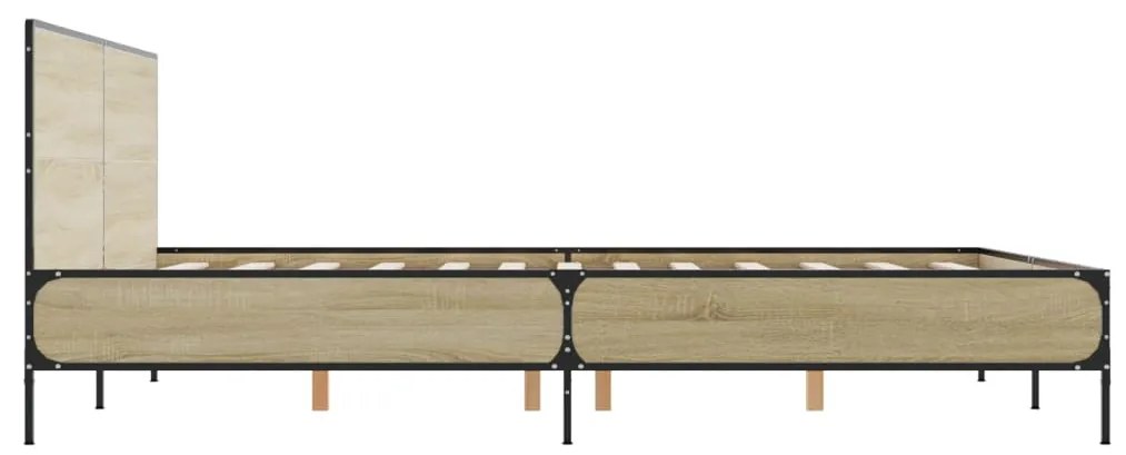 vidaXL Πλαίσιο Κρεβατιού Sonoma Δρυς 160x200 εκ. Επεξ. Ξύλο & Μέταλλο