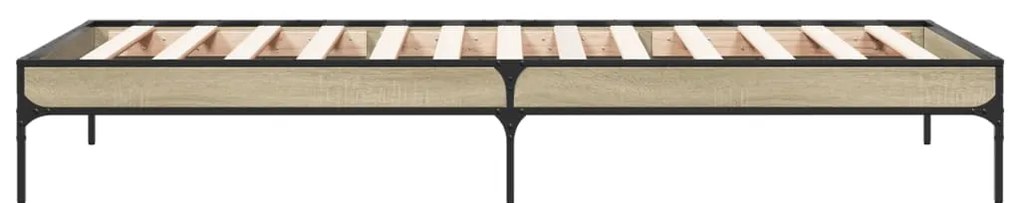vidaXL Πλαίσιο Κρεβατιού Sonoma Δρυς 100x200 εκ. Επεξ. Ξύλο &amp; Μέταλλο