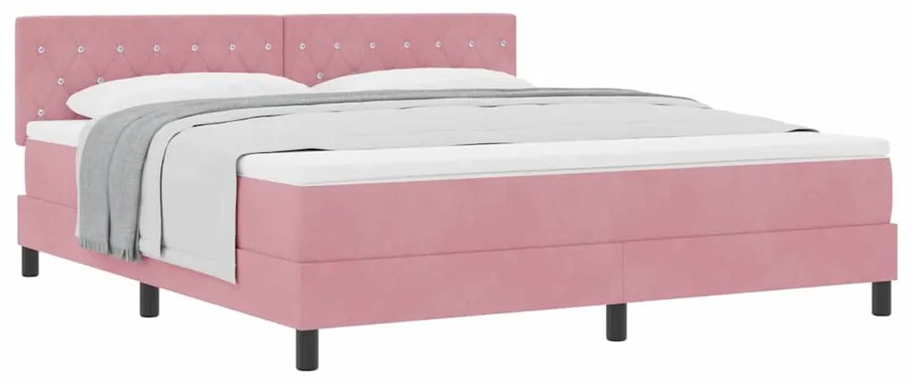 vidaXL Κρεβάτι με Ελατήρια και Στρώμα Ροζ 180 x 200 cm ύφασμα