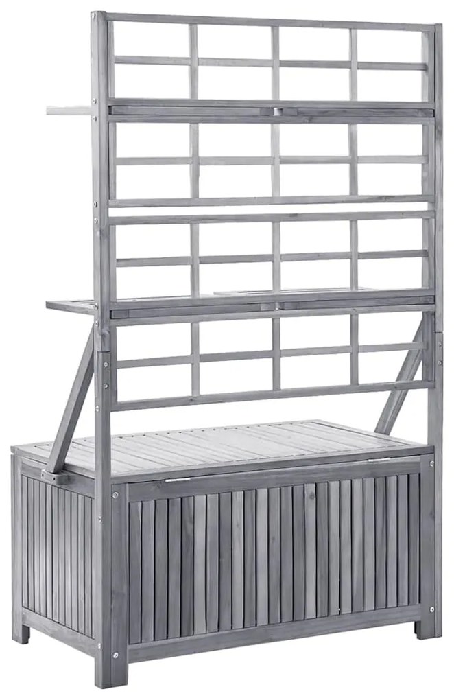 vidaXL Μπαούλο Αποθήκευσης Καφασωτό Γκρι 99x55x160 Μασίφ Ξύλο Ακακίας