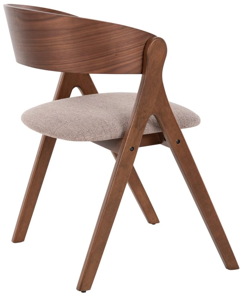 Καρέκλα NEKKER Rubberwood Καρυδί με Μπέζ ύφασμα 56x55x78Yεκ. 2αδα 56x55x78 εκ.