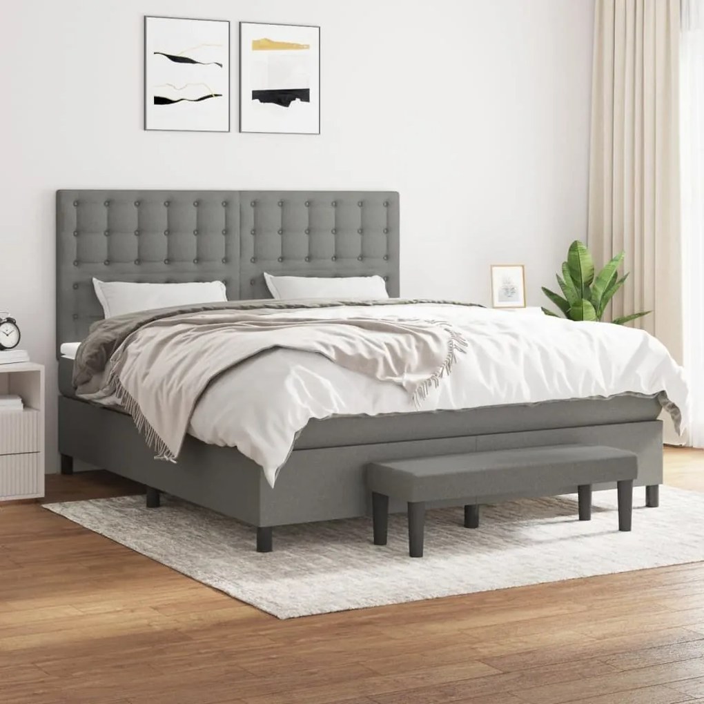 ΚΡΕΒΑΤΙ BOXSPRING ΜΕ ΣΤΡΩΜΑ ΣΚΟΥΡΟ ΓΚΡΙ 180X200 ΕΚ ΥΦΑΣΜΑΤΙΝ 3136934