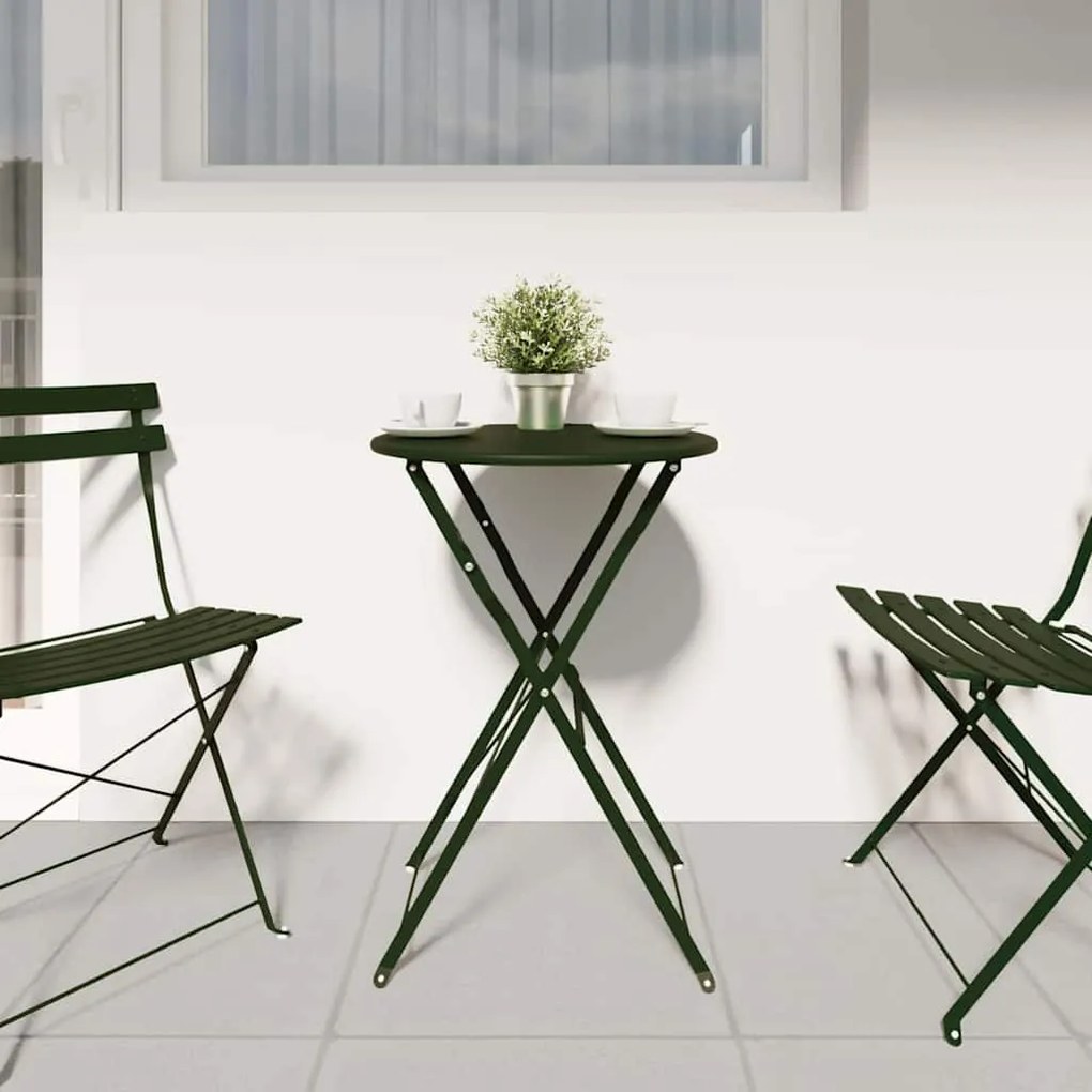 vidaXL Τραπέζι Bistro Σκούρο πράσινο Ø50x71 εκ Ατσάλι με Πούδρα