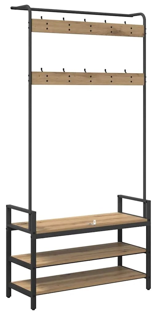 vidaXL Κρεμάστρα artisan δρυς 95 x 34 x 184 εκ Επεξεργασμένο ξύλο