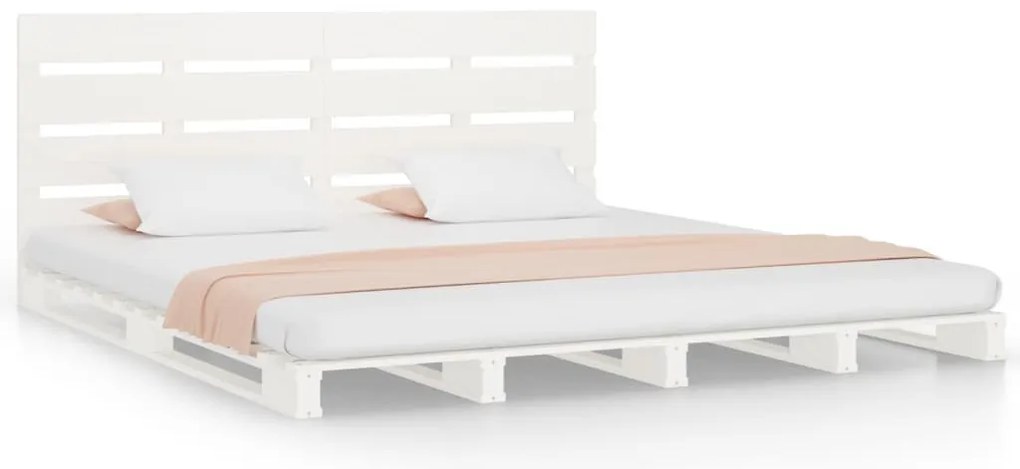 vidaXL Σκελετός Κρεβ. Χωρίς Στρώμα Λευκό 140x200 εκ Μασίφ Πεύκο