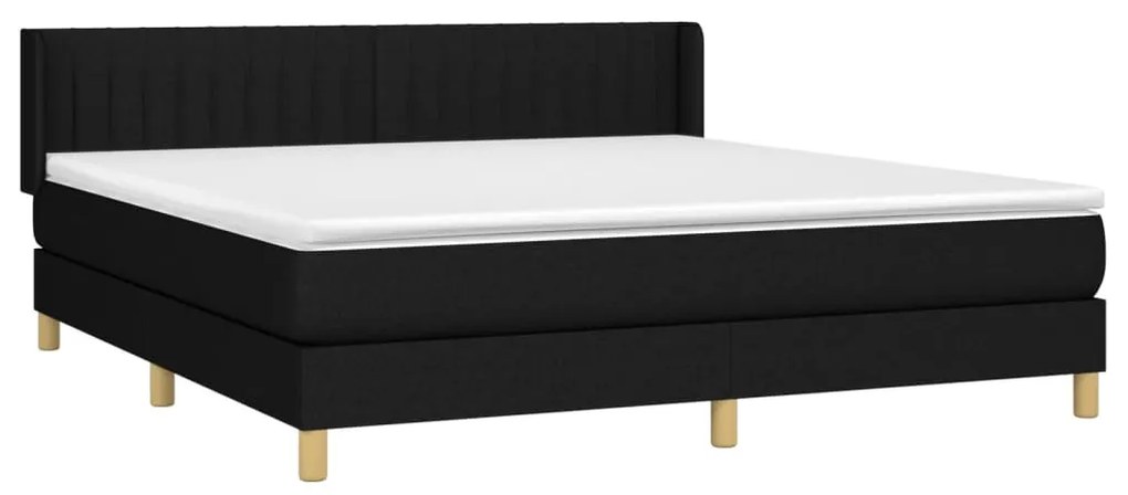 vidaXL Κρεβάτι Boxspring με Στρώμα Μαύρο 160x200 εκ. Υφασμάτινο