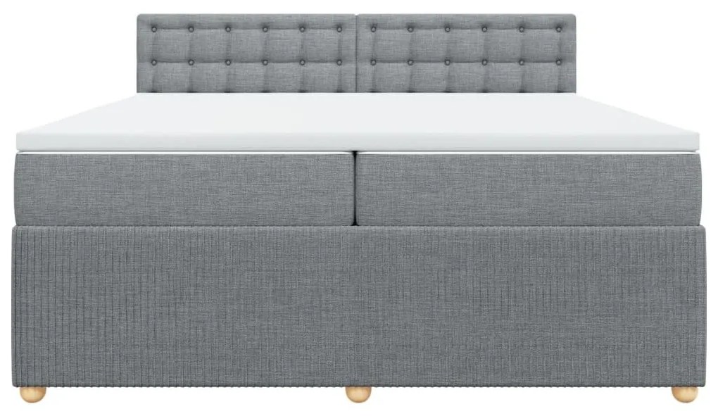 Κρεβάτι Boxspring με Στρώμα Ανοιχτό Γκρι 200x200 εκ. Υφασμάτινο - Γκρι