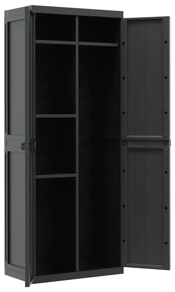 vidaXL Ντουλάπι Αποθ. Εξ. Χώρου Μαύρο 65x37x165εκ. Πολυπροπυλένιο