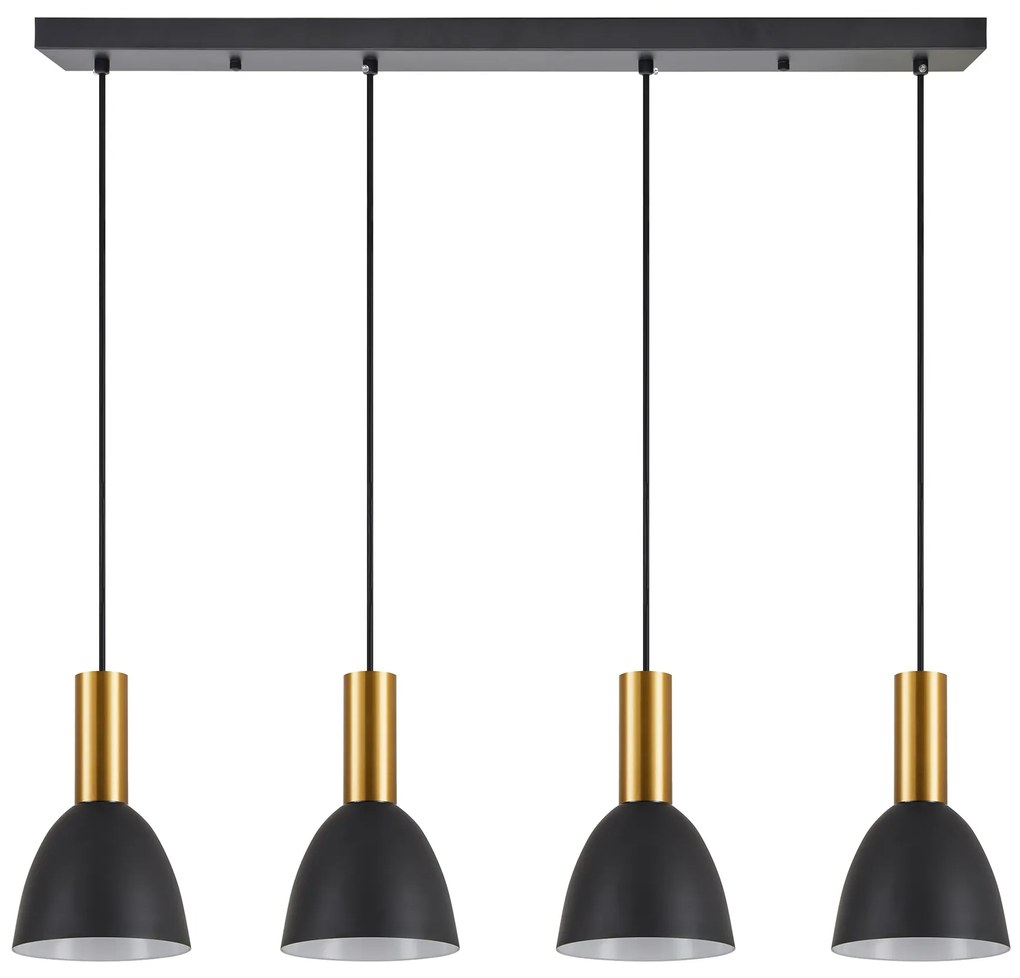 SE21-GM-4-4BL-MS2 ADEPT TUBE Gold Matt Pendant Black Metal Shade+ HOMELIGHTING 77-8644