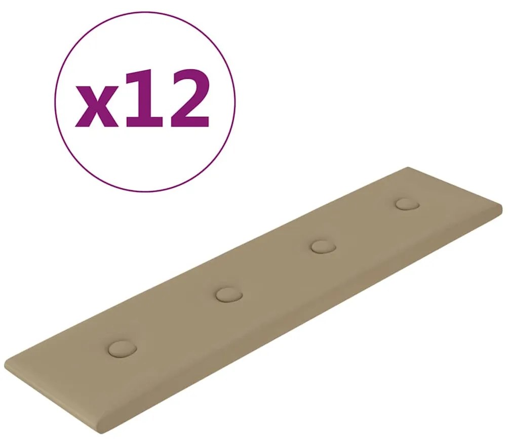 vidaXL Πάνελ Τοίχου 12 τεμ. Καπουτσίνο 60 x 15 εκ. 1,08 μ² Συνθ. Δέρμα