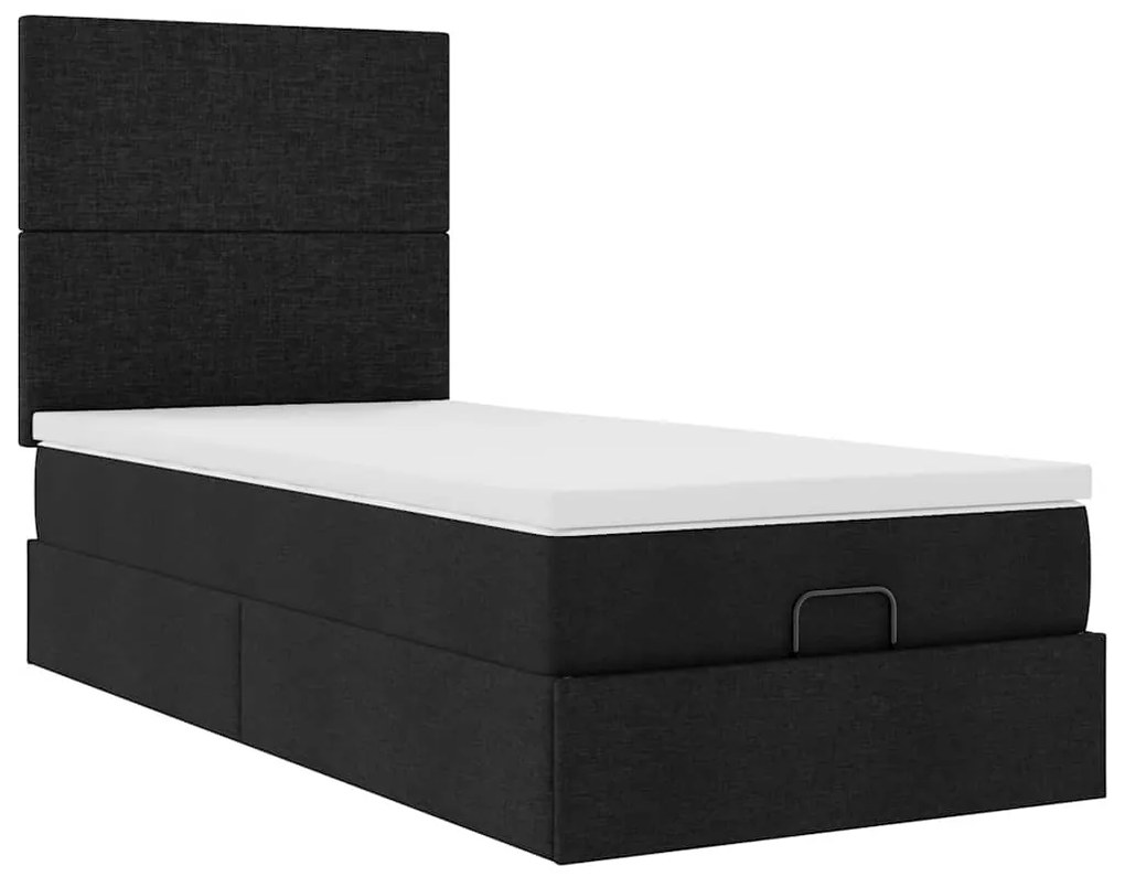 Οθωμανικό κρεβάτι με στρώμα Μαύρο 90x190cm Ύφασμα 3313038