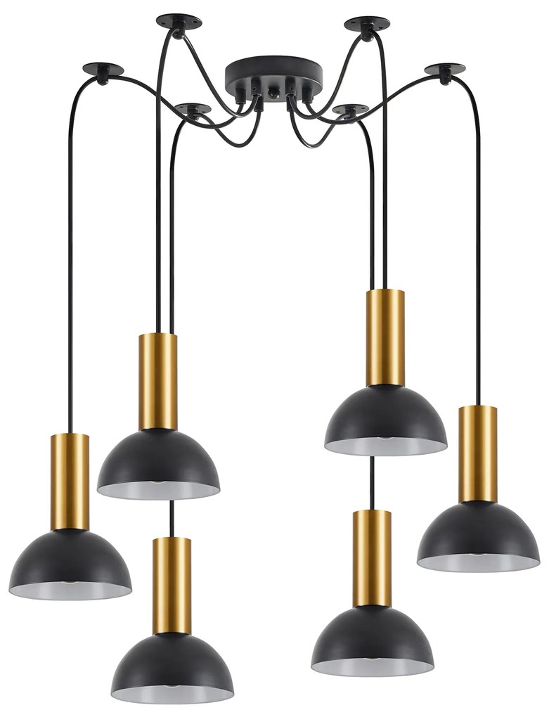 Φωτιστικό Οροφής  SE21-GM-4-BL6-MS3 ADEPT TUBE Gold Matt Pendant Black Metal Shade+ - 51W - 100W - 77-8646