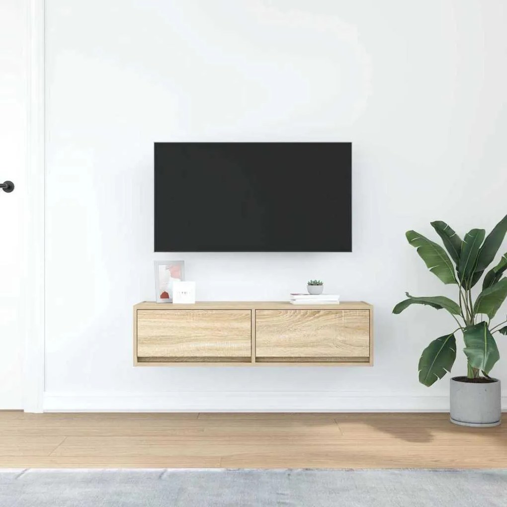 vidaXL Κομοδίνο ΤV Σομιέ Καρυδιά 100x31x25,5 εκ. Επεξεργασμένου Ξύλου