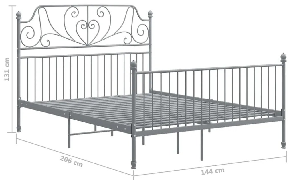 vidaXL Σκελετός Κρεβ. Χωρίς Στρώμα Γκρι 140 x 200 εκ. Μεταλλικό