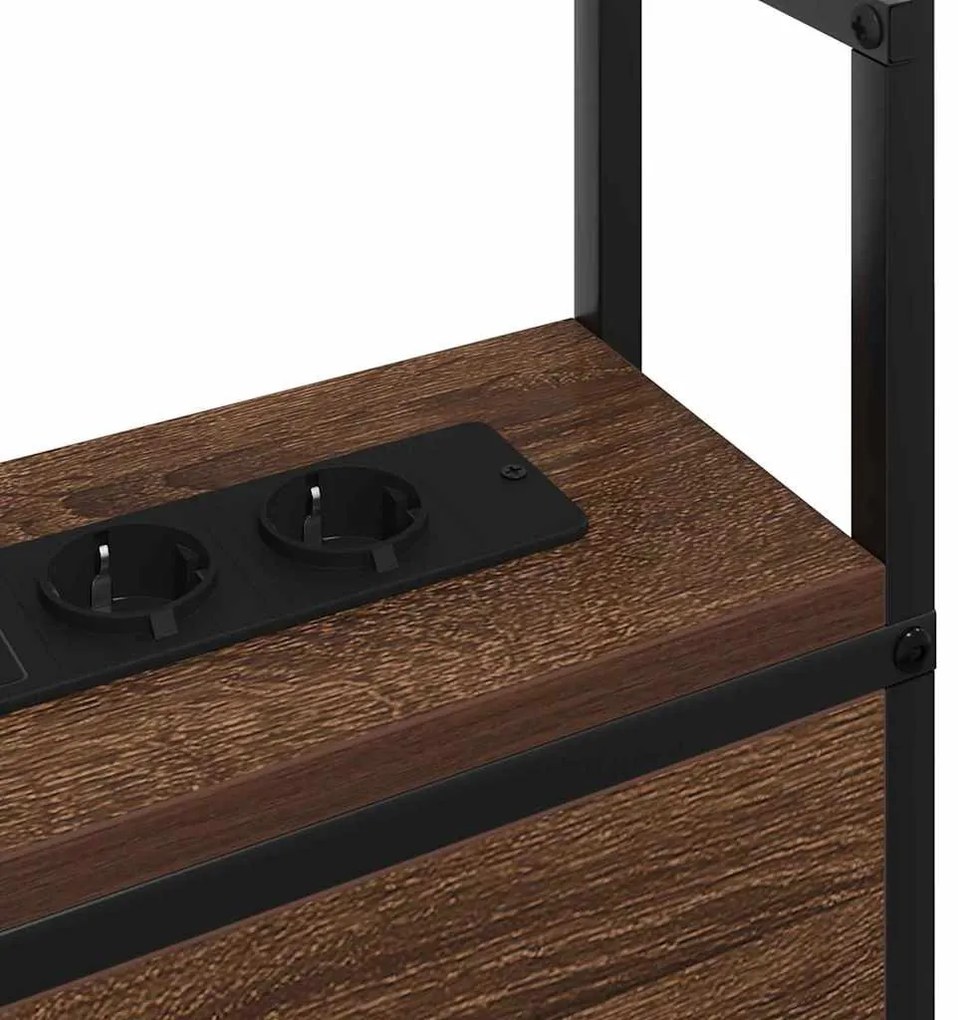 vidaXL Κεφαλάρι Αποθήκης με Σταθμό Φόρτισης με ράφι Καφέ δρυς 160 cm