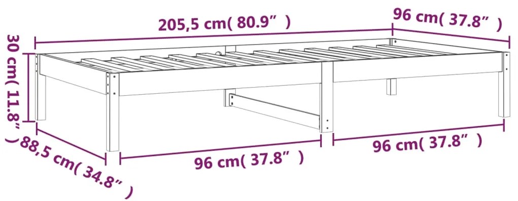 ΚΑΝΑΠΕΣ ΚΡΕΒΑΤΙ ΓΚΡΙ 90 X 200 ΕΚ. ΑΠΟ ΜΑΣΙΦ ΞΥΛΟ ΠΕΥΚΟΥ 820414