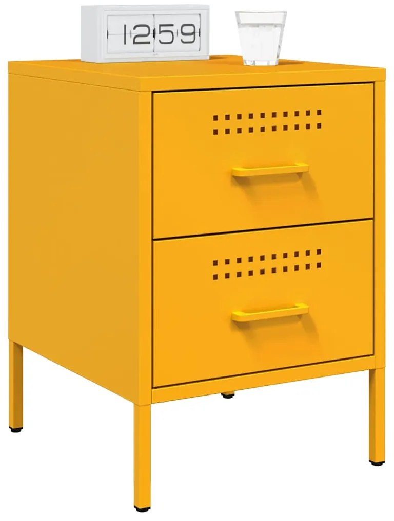 vidaXL Κομοδίνο Μουσταρδί 36x39x50,5 εκ. από Χάλυβα