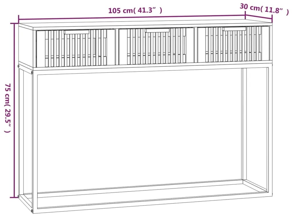 Τραπέζι Κονσόλα 105x30x75 εκ. από Επεξεργασμένο Ξύλο και Σίδερο - Καφέ