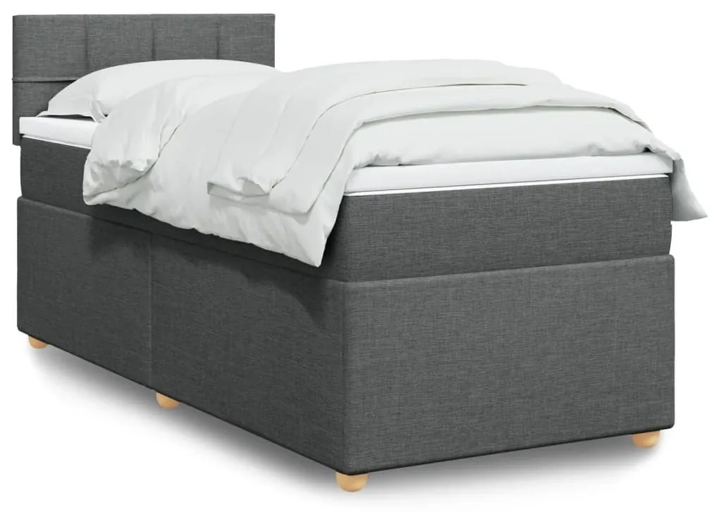 ΚΡΕΒΑΤΙ BOXSPRING ΜΕ ΣΤΡΩΜΑ ΣΚΟΥΡΟ ΓΚΡΙ 90X200 ΕΚ. ΥΦΑΣΜΑΤΙΝΟ 3288864