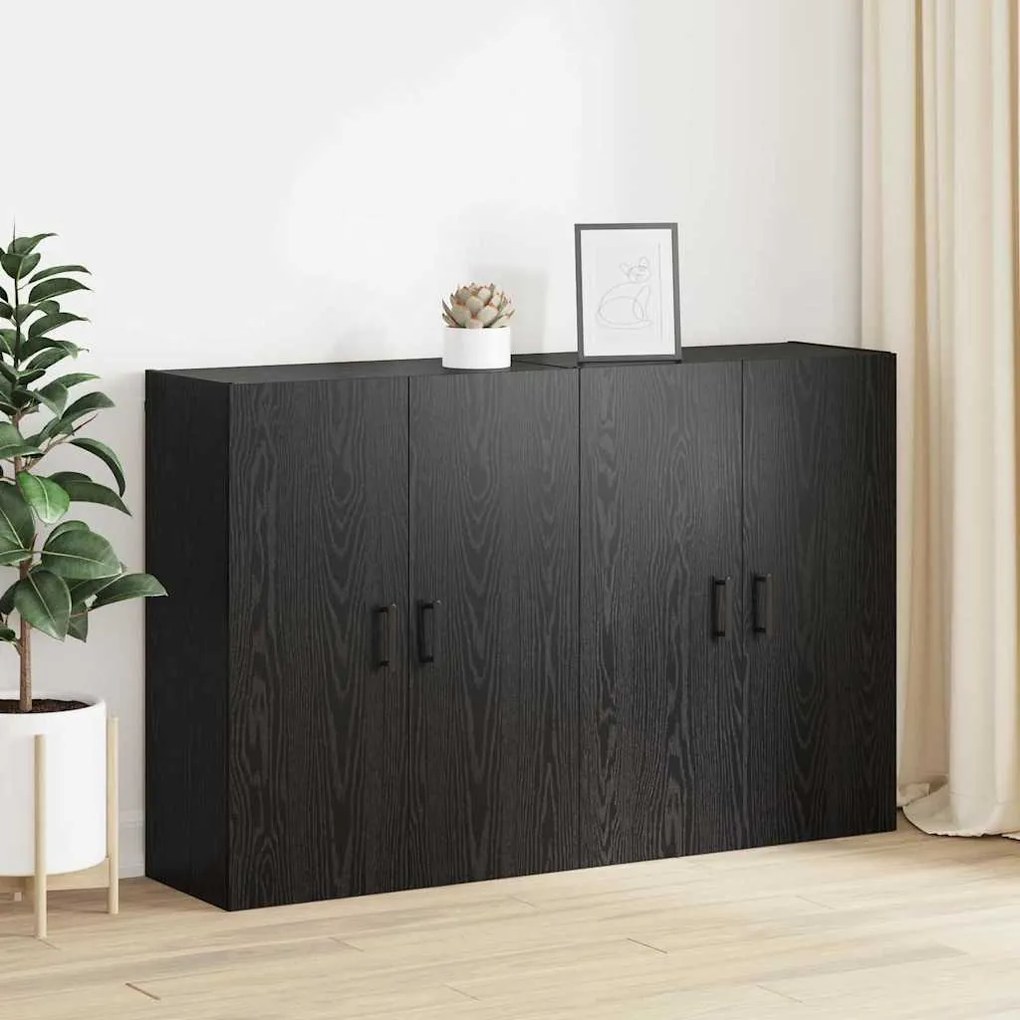vidaXL Ντουλάπια Τοίχου Επιτοίχιο 2 pcs Μαύρη δρυς 69.5 x 34 x 90 εκ.
