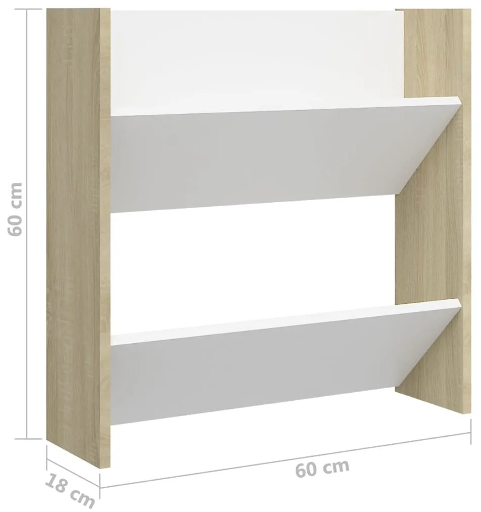 Παπουτσοθήκες 4 τεμ. Λευκές/Sonoma Δρυς 60x18x60εκ. Επεξ Ξύλο - Μπεζ