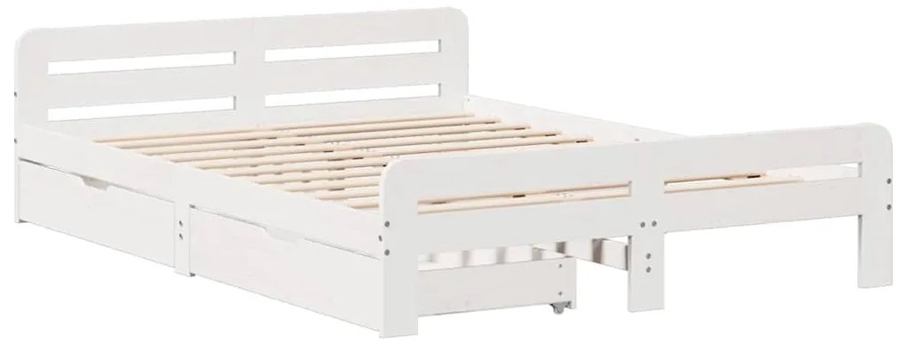 vidaXL Σκελετός Κρεβ. Χωρίς Στρώμα Λευκό 140x190 εκ Μασίφ Πεύκο