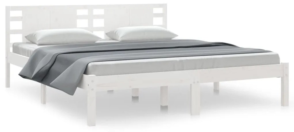 vidaXL Πλαίσιο Κρεβατιού Λευκό 180 x 200 εκ. Μασίφ Ξύλο Super King