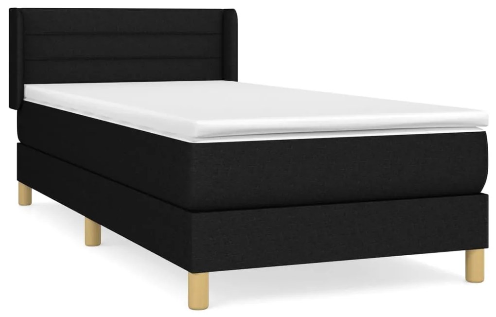 vidaXL Κρεβάτι Boxspring με Στρώμα Μαύρο 100 x 200 εκ. Υφασμάτινο