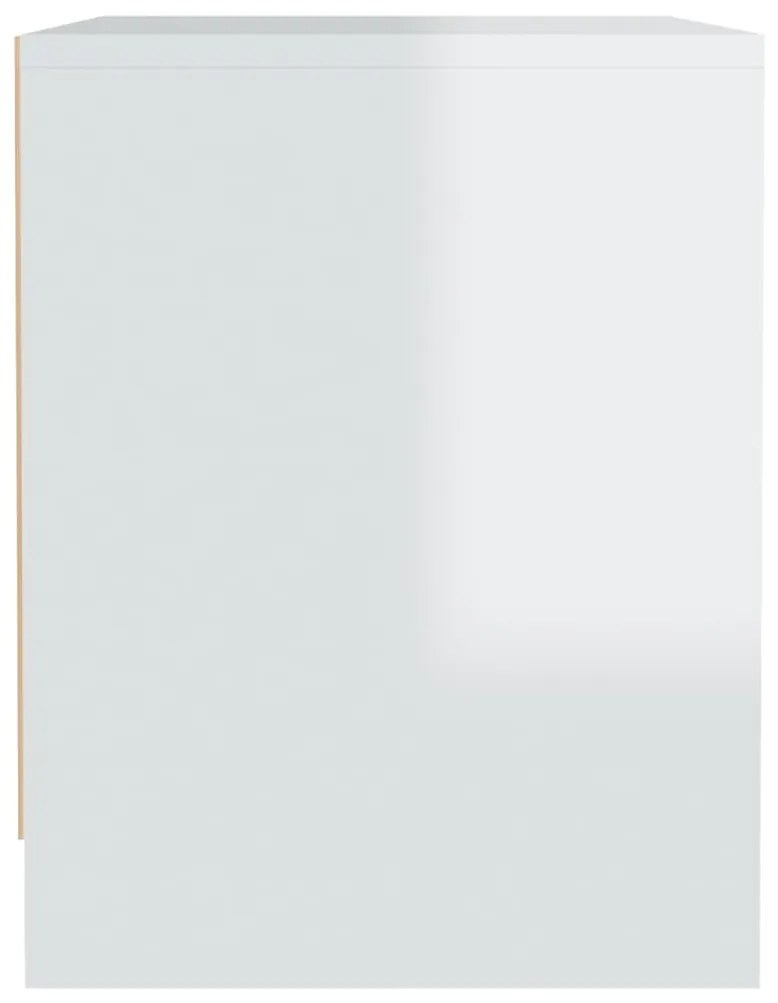 vidaXL Κομοδίνο Γυαλιστερό Λευκό 45 x 34 x 44,5 εκ. από Μοριοσανίδα