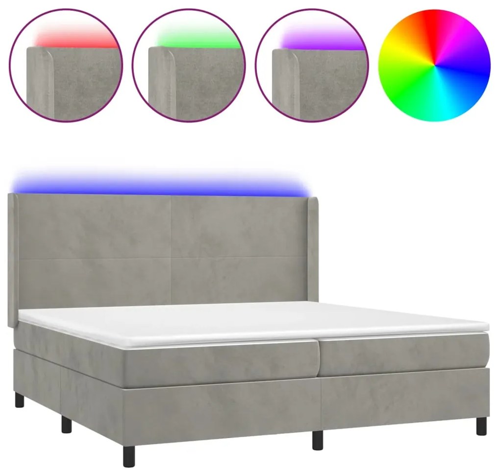 ΚΡΕΒΑΤΙ BOXSPRING ΜΕ ΣΤΡΩΜΑ &amp; LED ΑΝ.ΓΚΡΙ 200X200 ΕΚ. ΒΕΛΟΥΔΙΝΟ 3139463