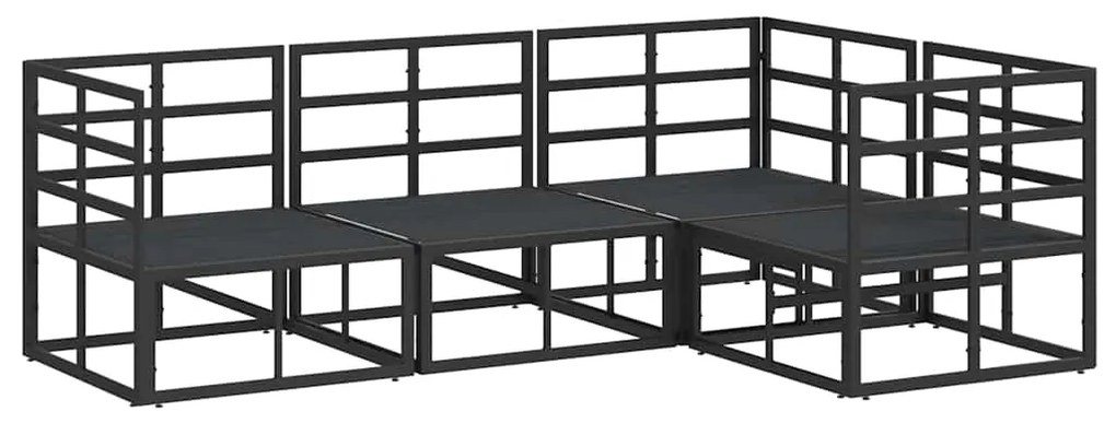 vidaXL Σετ Καναπέ Κήπου με μαξιλάρι 4 pcs Μαύρο Αλουμίνιο