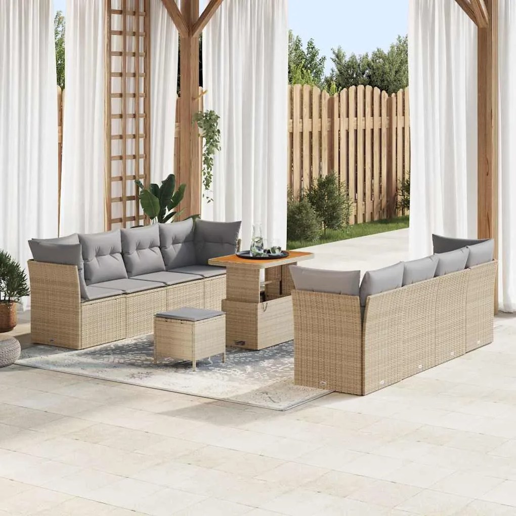 vidaXL Σετ Καναπέ Κήπου 11 pcs μπεζ και ανοιχτό γκρι 90 x 55 x 71 cm