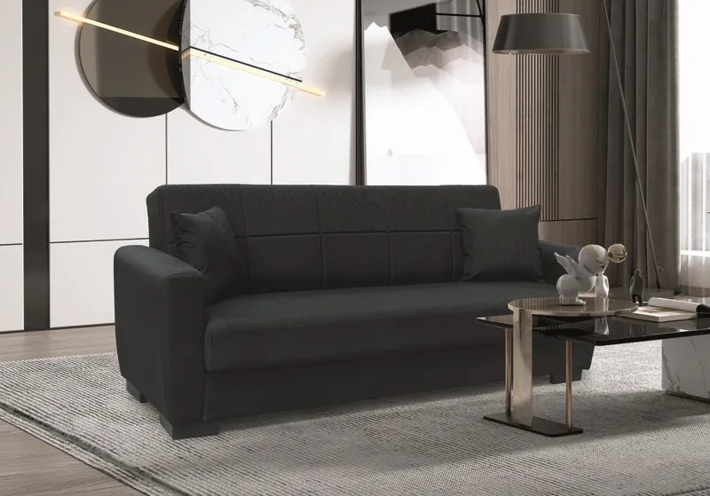 ANIMA BLACK ΥΦΑΣΜΑ 3ΘΕΣΙΟΣ ΚΑΝΑΠΕΣ/ΚΡΕΒΑΤΙ ΜΕ ΑΠΟΘ.ΧΩΡΟ 210X80X75εκ. ZITA PLUS 210Χ80Χ75εκ. ΚΡΕΒ.180Χ100