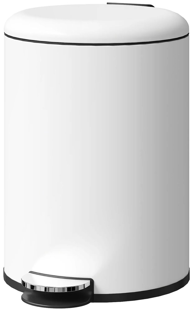 HOMCOM Κάδος Απορριμμάτων 20L, με Πεντάλ, Εσωτερικός Κάδος, Ανθεκτικός σε Δακτυλικά Αποτυπώματα, Αθόρυβο Κλείσιμο, Κρεμ Λευκό