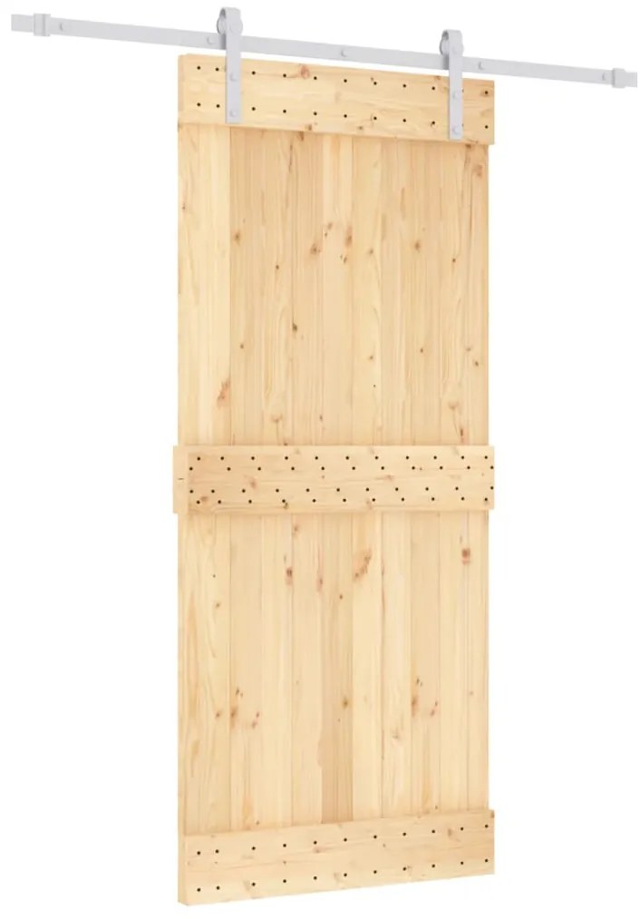 vidaXL Συρόμενη Μεσόπορτα με Μηχανισμό 90 x 210 εκ. Μασίφ Ξύλο Πεύκου