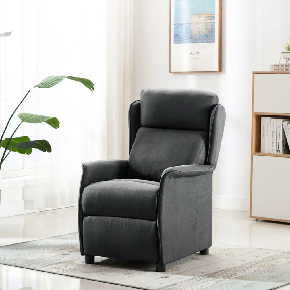 vidaXL Πολυθρόνα Recliner Σκούρο Γκρι Ύφασμα