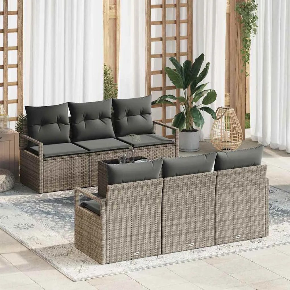 vidaXL Σετ Καναπέ Κήπου με μαξιλάρι 7 pcs Γκρι 55 x 55 x 37 εκ
